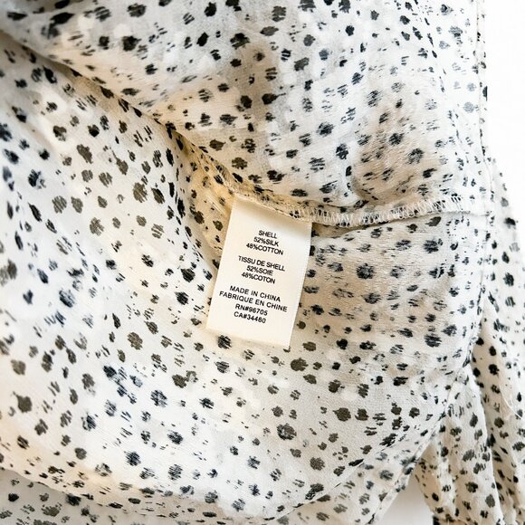 REBECCA TAYLOR Silk Tie Neck Snow Leopard Print Long Sleeve Blouse SZ12 - Picture 12 of 13